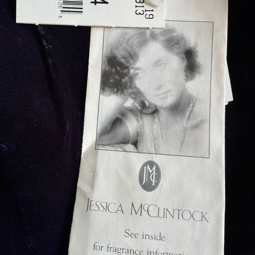 Jessica McClintock Navy Velvet Gold Sequins Long Sleeve Vintage Dress Size 14